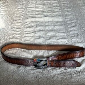 Brown Leather Belt with Silver Buckle Jeff Gordon